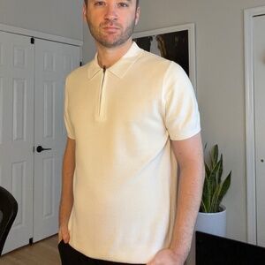 Reiss Knit Polo Shirt With Zip Collar. Size Small